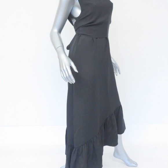 Tibi Dress Black One Shoulder Ruffle Hem - Picture 4 of 5